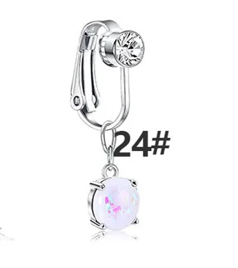 YICAI Crystal Heart Butterfly Dangling Navel Rings CZ Clip on Earring Non Piercing Dangle Fake Belly Piercing Jewelry