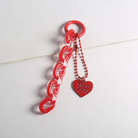 Hot Sold Fashion Candy Color Acrylic Key Ring Charm Key Chain Accessories Ring Spring Buckle Custom Key Chains