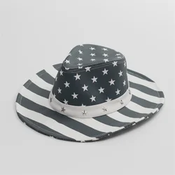China manufacturer  adult custom logo us flag large brim colored colorful  pattern PAPER STRAW cheap cowboy hats for sale