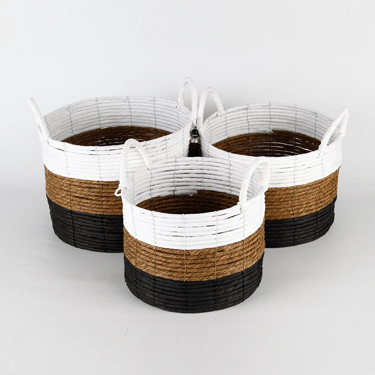 Dropshipping New Multifunctional Storage Laundry Basket Cotton Cord Woven Foldable Laundry Basket Cotton Cord Basket