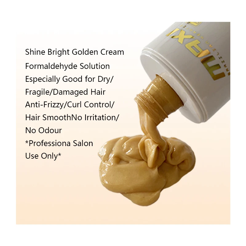 Anti Frizz MAXI Gold Brazilian Keratin Hair Straightening Treatment Cream Protein Collagen Long Lasting Natural Straight Effect