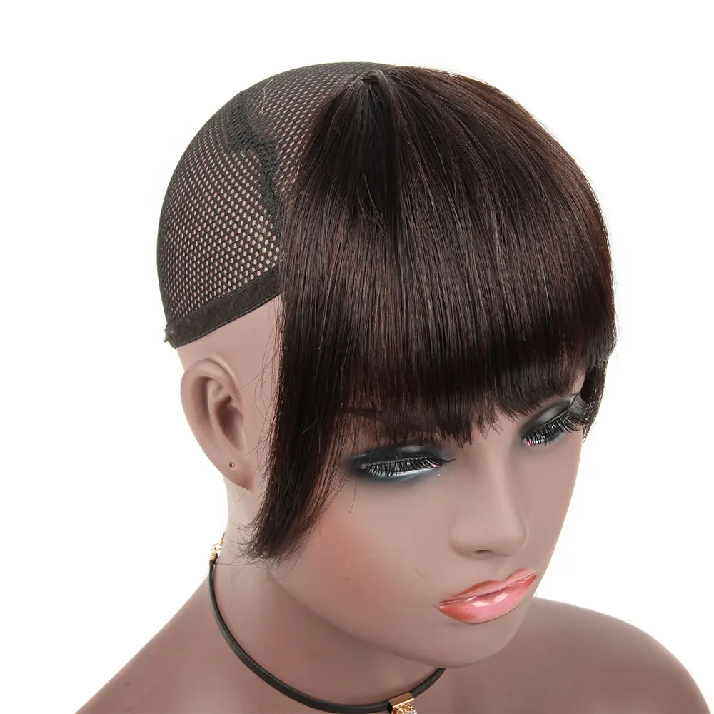 Human Hair Bangs 8inch 20g clip in Straight Remy Natural Fringe Hair 3 clip Front Bangs