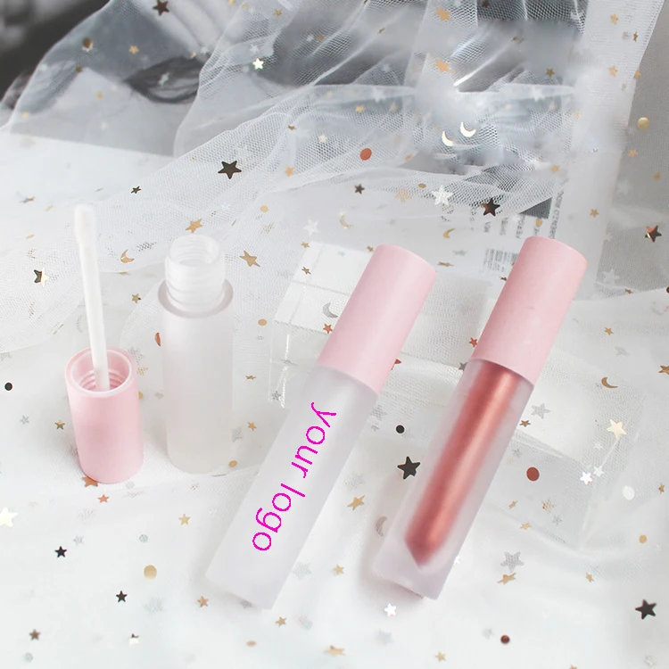 Пластиковый тюбик для блеска для губ, маленькая тюбик для губной помады, индивидуальная этикетка, блеск для губ, розовая упаковка, тюбик для блеска
