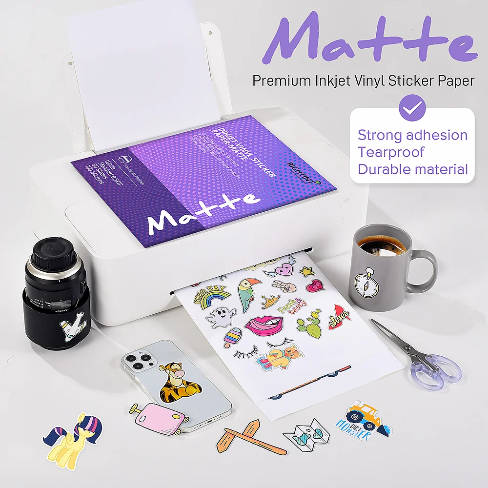 Wholesale Custom Package OEM Supplier Factory Outlet Permanent Matte Vinyl Sticker Paper A4 210x297mm A4 Vinyl Sticker Paper