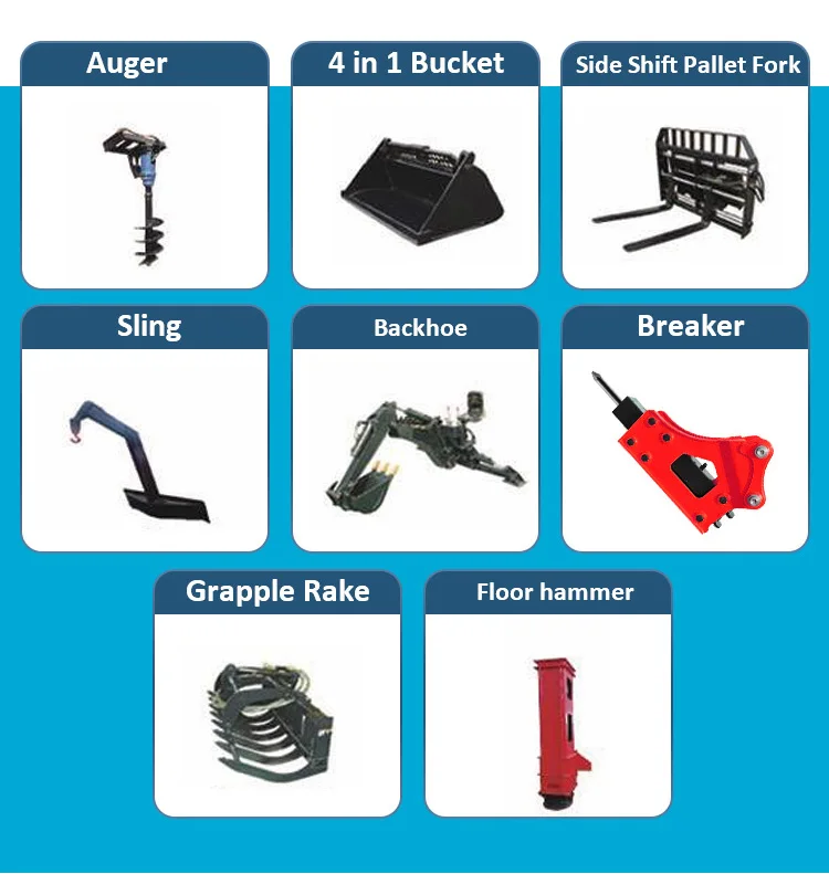 Mini Skid Steer Loader with EPA Certified Hydraulic System Gasoline Engine Farm Earth-Moving Hot Sale Bucket Attachment