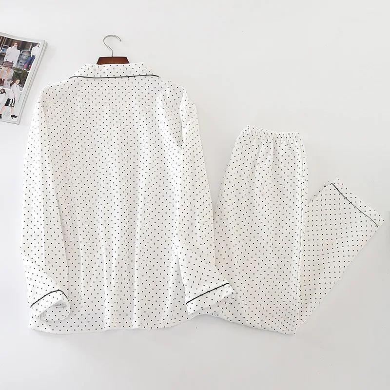 
Pyjamas Women Sleepwear Cotton Dot Pajamas Winter Brushed Cotton Pijama Mujer Casual Home Wear 