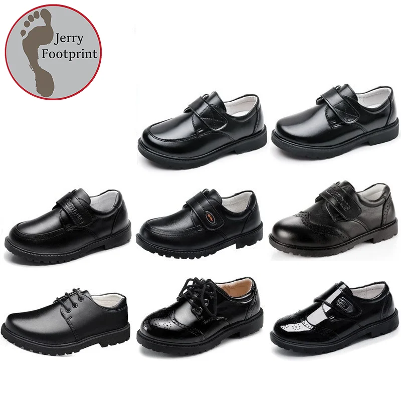 Wholesale Children Boy Girl School Black Kids Leather Shoes