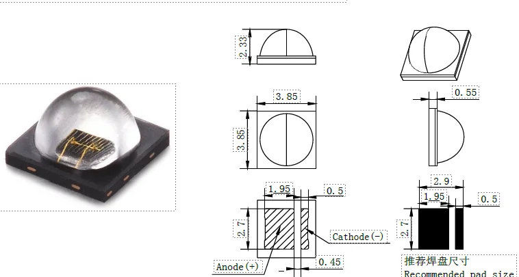 ir led 850nm 940nm infrared diode  1w 2w 3w 3838 3535 high power ir led
