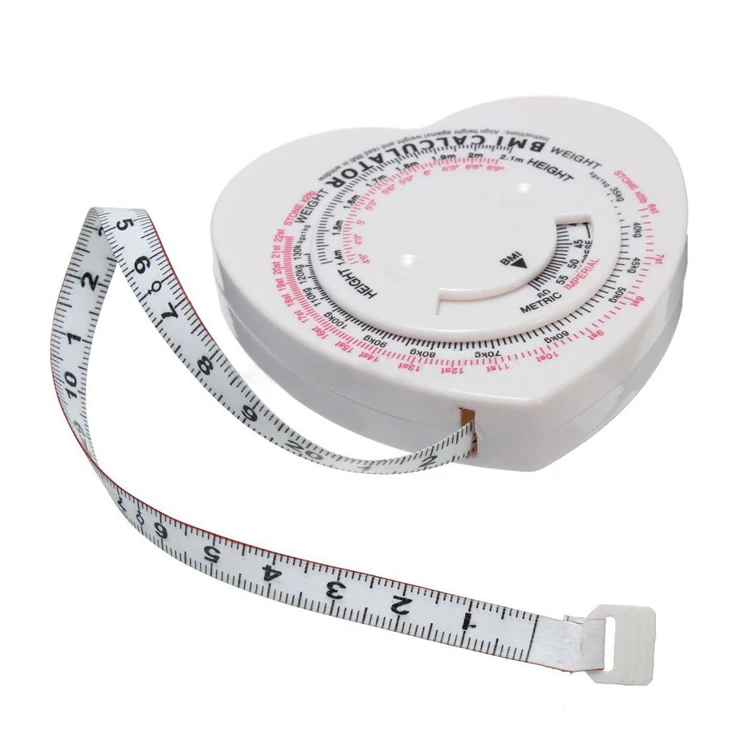 1.5m Heart Shaped BMI Body Mass Index Tape Measure Calculator Body Muscle Diet Weight Loss Rule