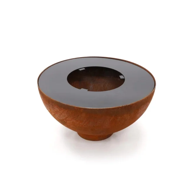 corten steel fire bowl with grill ring and cooking grill fire bowl  savage feuerschale feuerstelle brasero with plancha grill