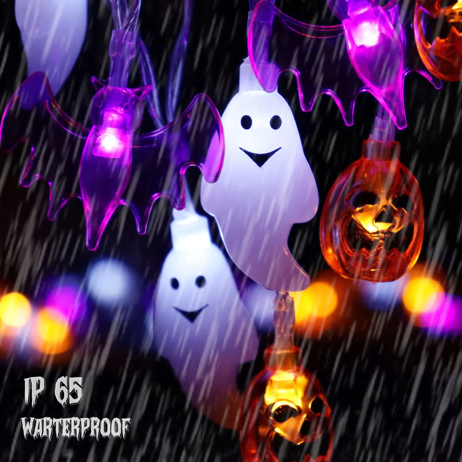 8 Lighting Modes Fairy Battery Operated Halloween Pumpkin Bat Ghost String Lights for Home Door Window Porch Party Decoration