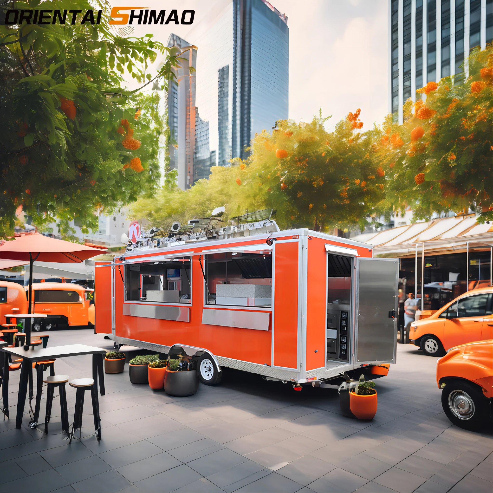 Shimao Oriental Customizable Aluminium Square Food Truck New Condition with DOT Certificate Solar Mobile Coffee Pizza Trailer