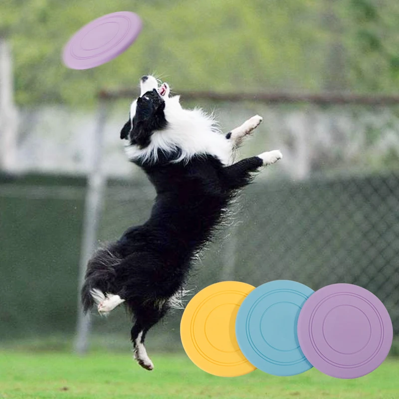 HO sales Outdoor Silicone Pet Toys Soft Durable Reusable Silicone TPR Round Flying Disc Dogs Toys