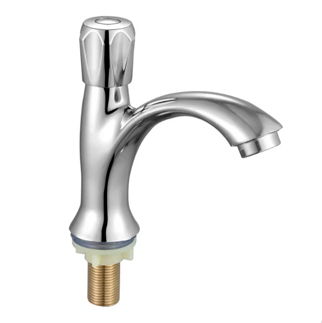 Cheap Brass Basin Faucet Deck Mount Single Handle Chromed Cold Water Tap