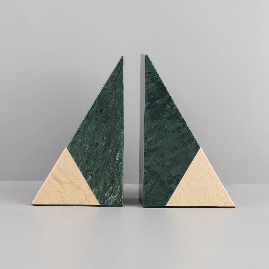 European marble Bookends Marble Home Decor Creative Arched green Stone Ornaments Natural Marble Crafts Stone triangles Bookends