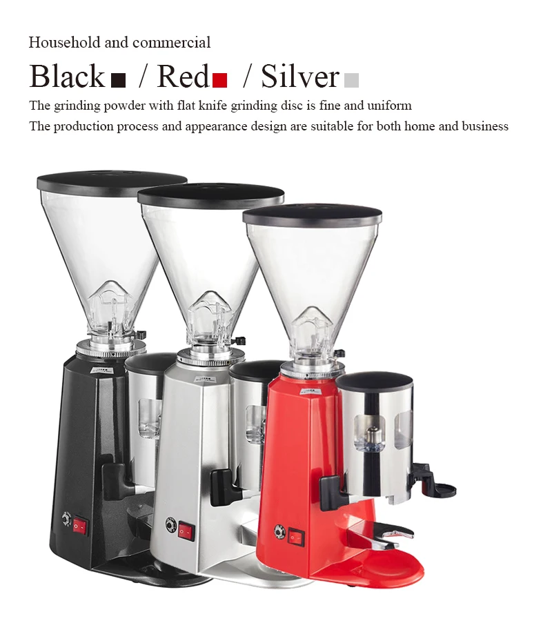 electric coffee grinder Commercial coffee grinder machine 64mm flat burrs for professional coffee shops with powder storage