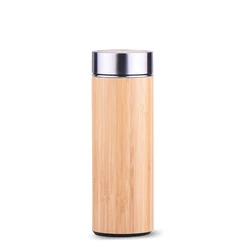 WB Steel Eco Friendly Bamboo Water Bottle Biodegradable Bamboo Drink Tea Infuser Coffee Water Bottle BPA Free Wholesale