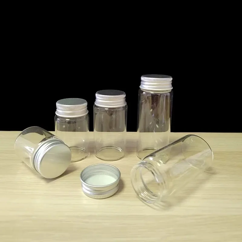 Pharmaceutical glass bottles,clear empty glass bottles with aluminium gold cap and apothecary jar