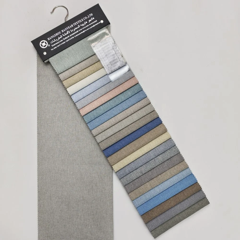 Custom deluxe blackout curtains new trend Linen grain 100% Blackout Curtain Fabric for home textile