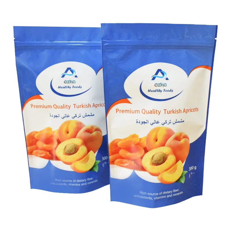 Customized Glossy Printed Apricot Food Packaging With Aluminum Foil Stand Up Pouch Bags