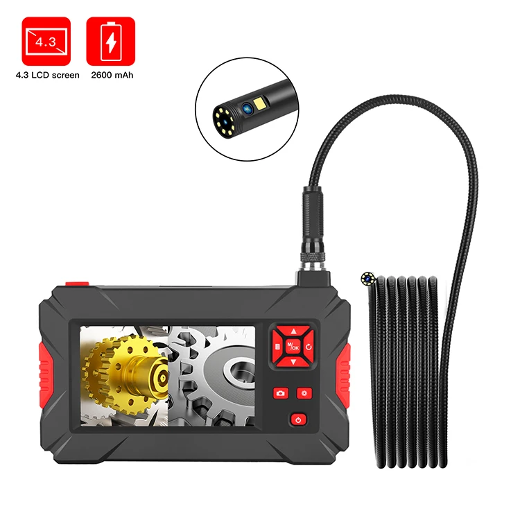 
 1080P 4.3 Monitor 8mm Lens Waterproof Video Endoscope Snake Tube Borescope  Inspection Camera With Memory SD Card  
