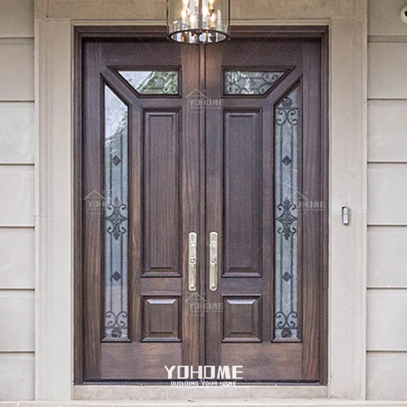 Вход в Лондоне 2 панели деревянная Двойная дверь с полукругом входная полукруглая стеклянная Панель