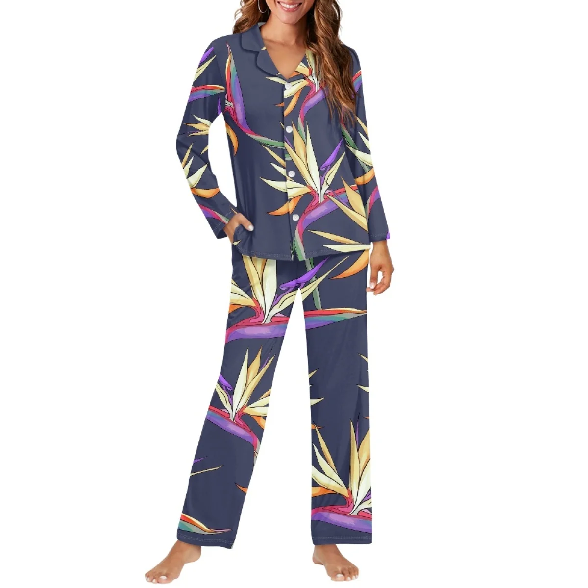 Drop Shipping Clothing Women Custom Manu Palekaiko Prints Stylish And Casual Soft Button Pajama Set Print On Demand