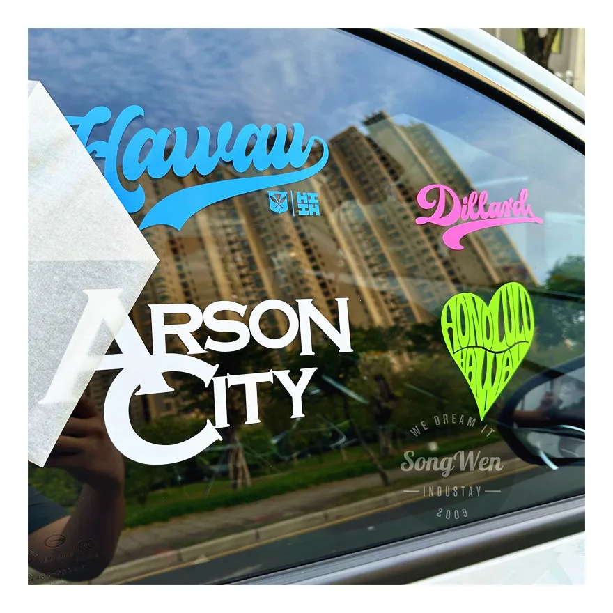 Custom Waterproof UV Resist Brand Logo Anime Vehicle Car Decals Die Cut Window Letter Labels Outdoor Vinyl Transfer Sticker