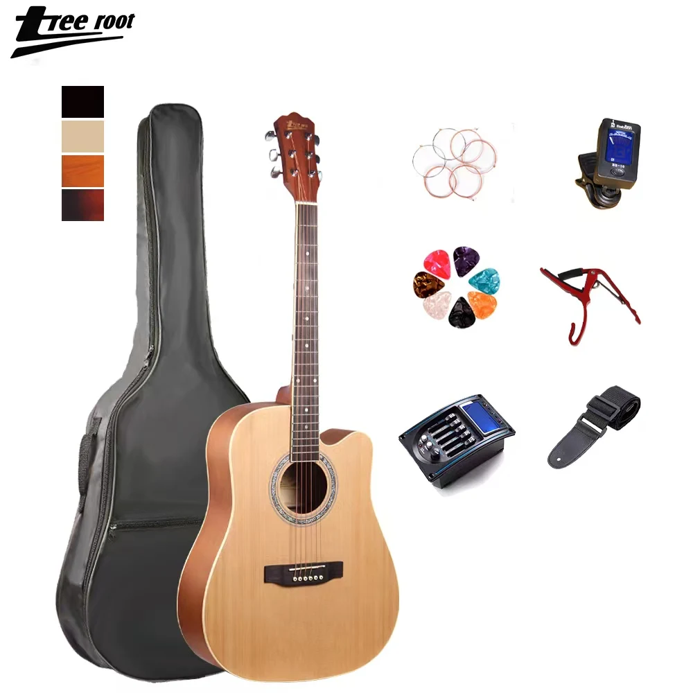 Manufacturer Spruce Linden Wood 41 Inch Stringed Instruments Guitare Electro Acoustic Guitar With Matte FinishingFor Beginners