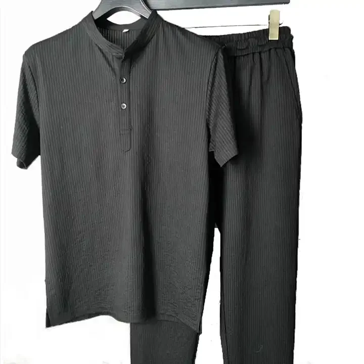 2024Casual and minimalist silk cotton vertical stripe set Fashion Short Sleeve Pants Trend Light Luxury 2pcs