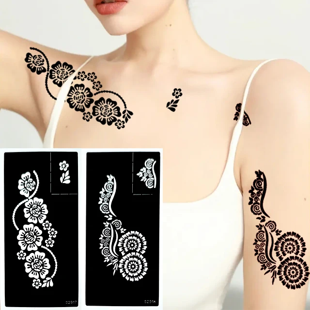wholesale custom temporary tattoo body art festival stickers bishop henna stencil Use with Henna Cones tattoo gizmo