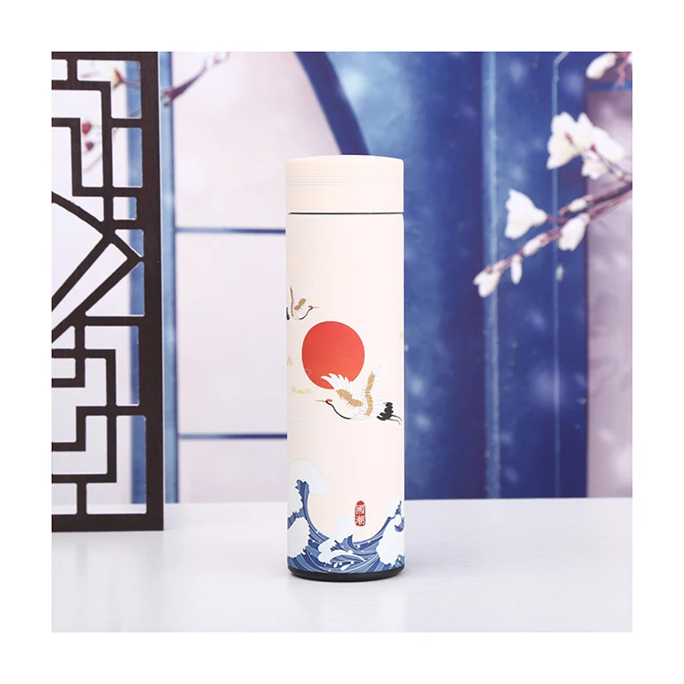 Oem Chinese Culture Spray Paint 500Ml Stainless Steel Vacuum Flask Thermo Bottle Water Flask Cup