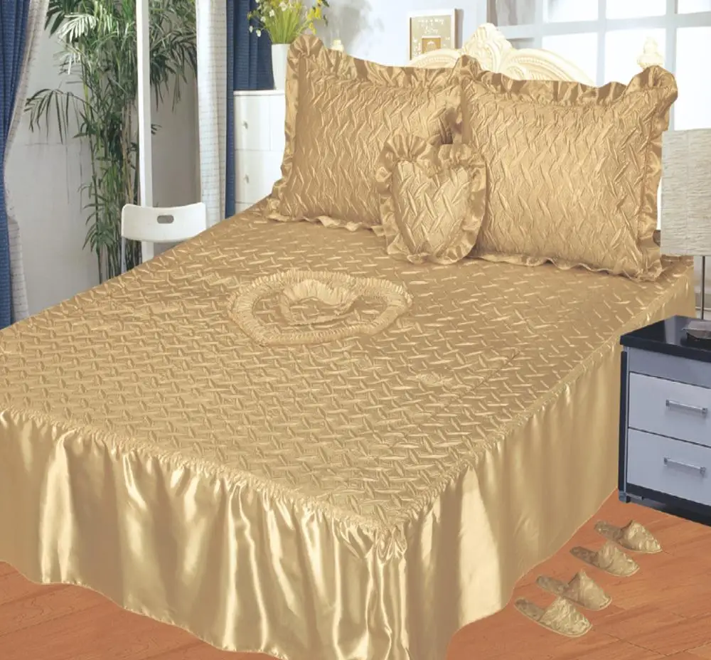 4pcs Satin Bedspread Set