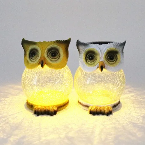 Solar Lights Outdoor Garden, Animal Solar Lights Outdoor Waterproof, Resin Owl Solar Lamps Decorative