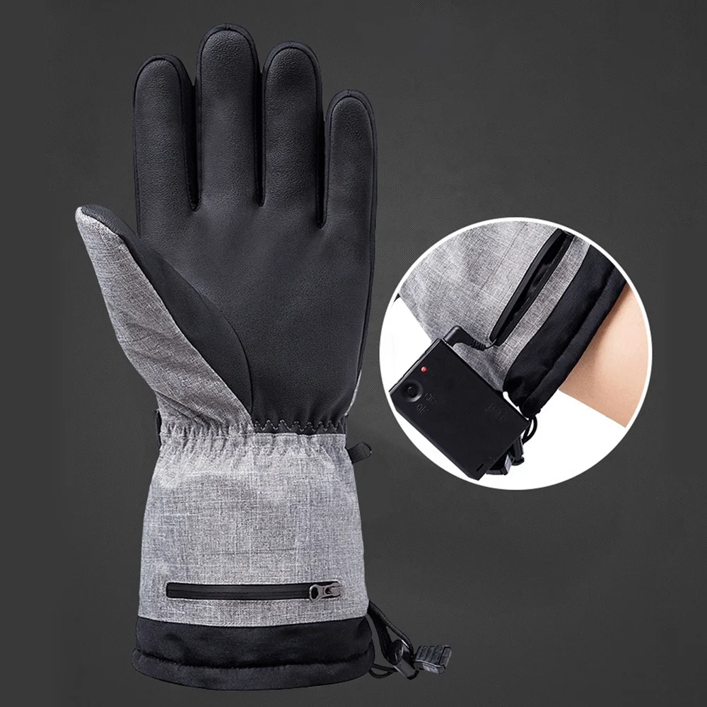 Amazon hot selling winter heating windproof waterproof touch screen rechargeable battery ski gloves for