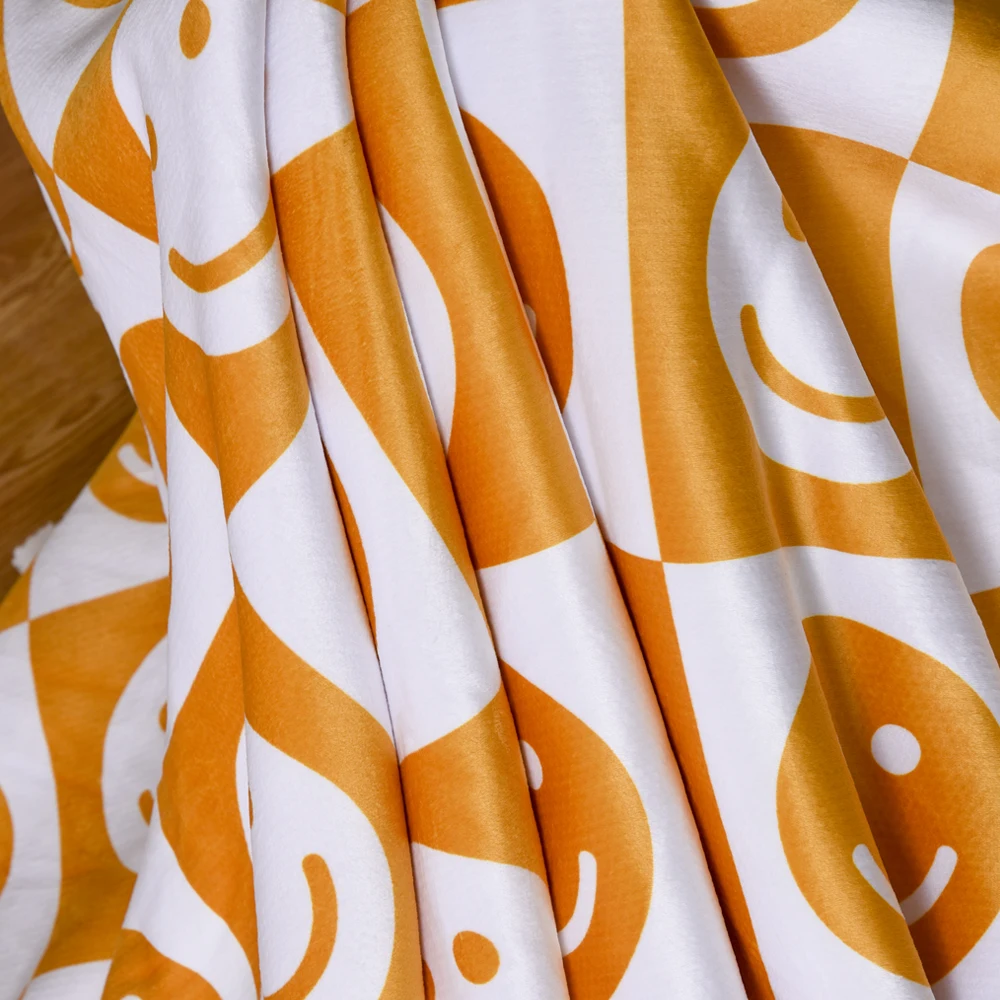 soft smiley face plush warm king size Custom print sherpa throw blanket reversible soft blank for winter for bed sofa home couch