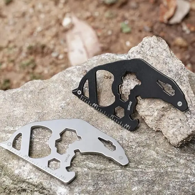 Peakout Hiking Camping Travel Outdoor Survival Stainless Steel 15-In-1 Multi-tool Keychain Bear Multi Tool Wrench