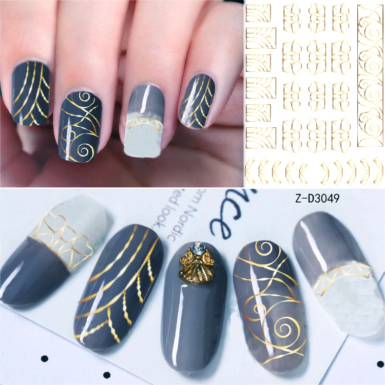 Luxury Nail Art Abstract Line Wave Stickers Nail Decals Self Adhesive Nails Decoration supplie Z-D3053
