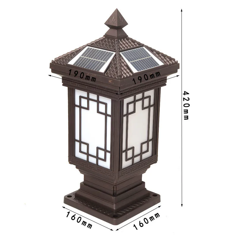 New chinese style stigma solar lights waterproof door post outdoor wall light villa gate garden pillar post door pier wall lamp