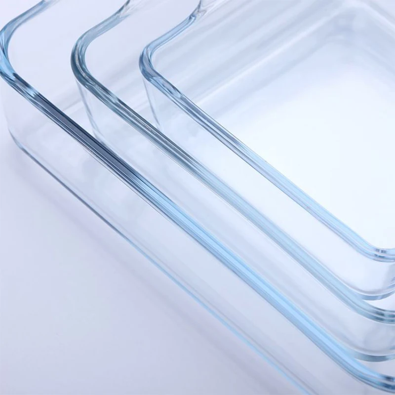New Arrival Heat Resistant Square Steel Glass Baking Tray With High Quality Tempered Glass Baking Tray Dishes For Cooking