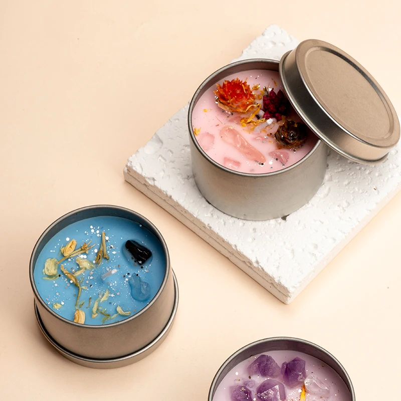 Luxury custom aromatherapy soy wax aroma crystal scented candles with crystal