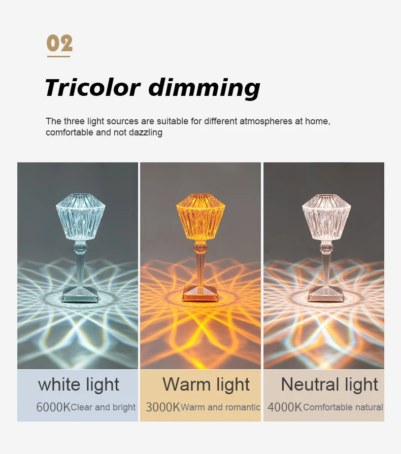 Luxury Petal rose Rechargeable Night lights Acrylic LED cordless Crystal Table lamp