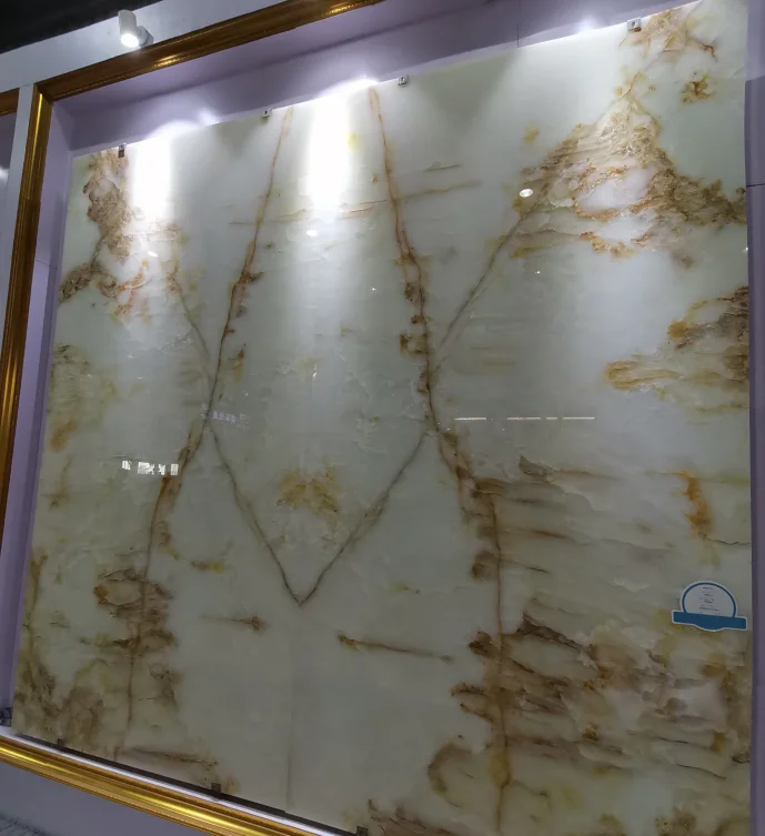 Free Design backlit onyx panel Bathroom book matched feature wall onyx transparent white onyx marble