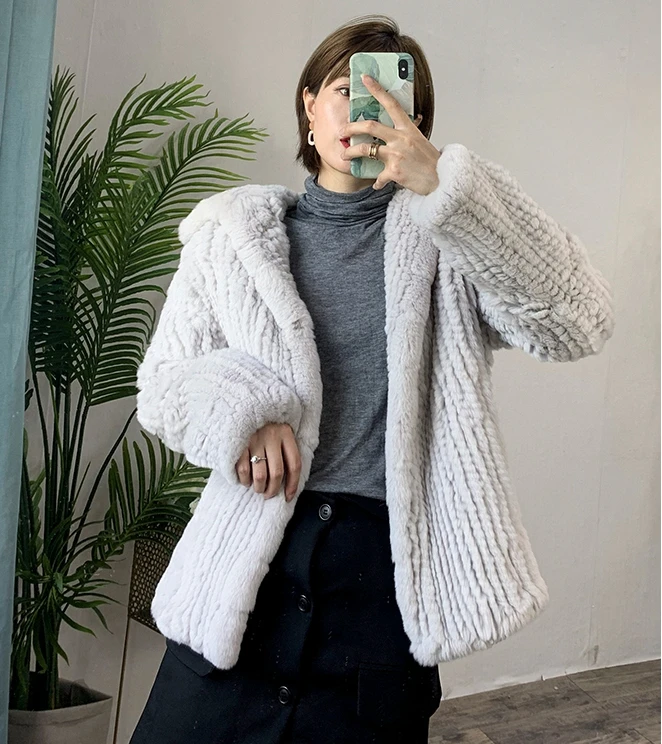 YR1198 Lovely soft color fashion garment jacket rex rabbit fur jacket women clothing