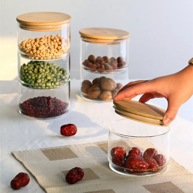 Transparent glass bowl multilayer snack jar