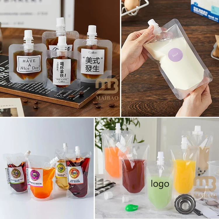 Boba Bubble Tea Drink Pouches With Straws Plastic Drink Bags With Zipper Party Beverage Bags Juice Pouches For Adults And Teens
