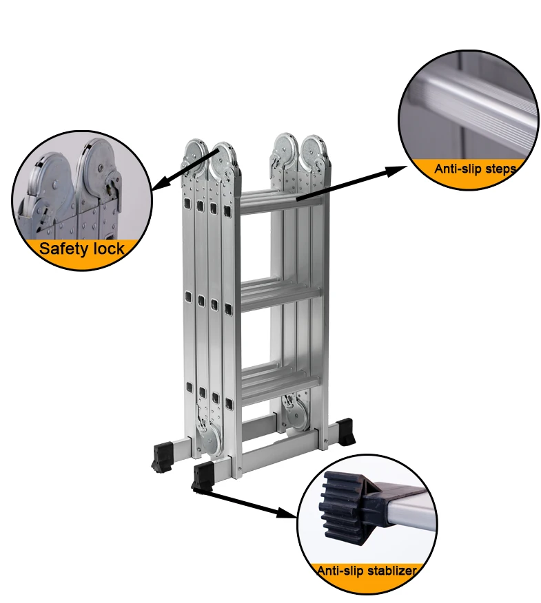 Aluminium Multi Purpose Ladder Folding Stairs Aluminum Industrial Smile Aluminum Wide Top Drywall Step up Bench Steel Q195 150KG