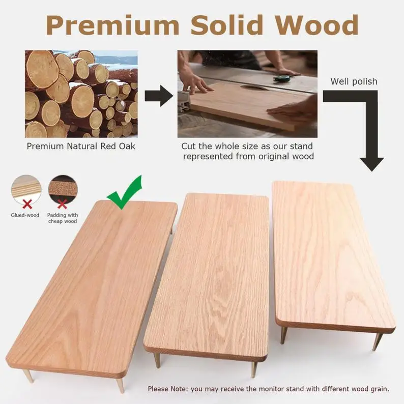 Walnut Wood Monitor Stand Computer Riser Solid Wood Desk Shelf for iMac and Computer Monitors with USB Ports