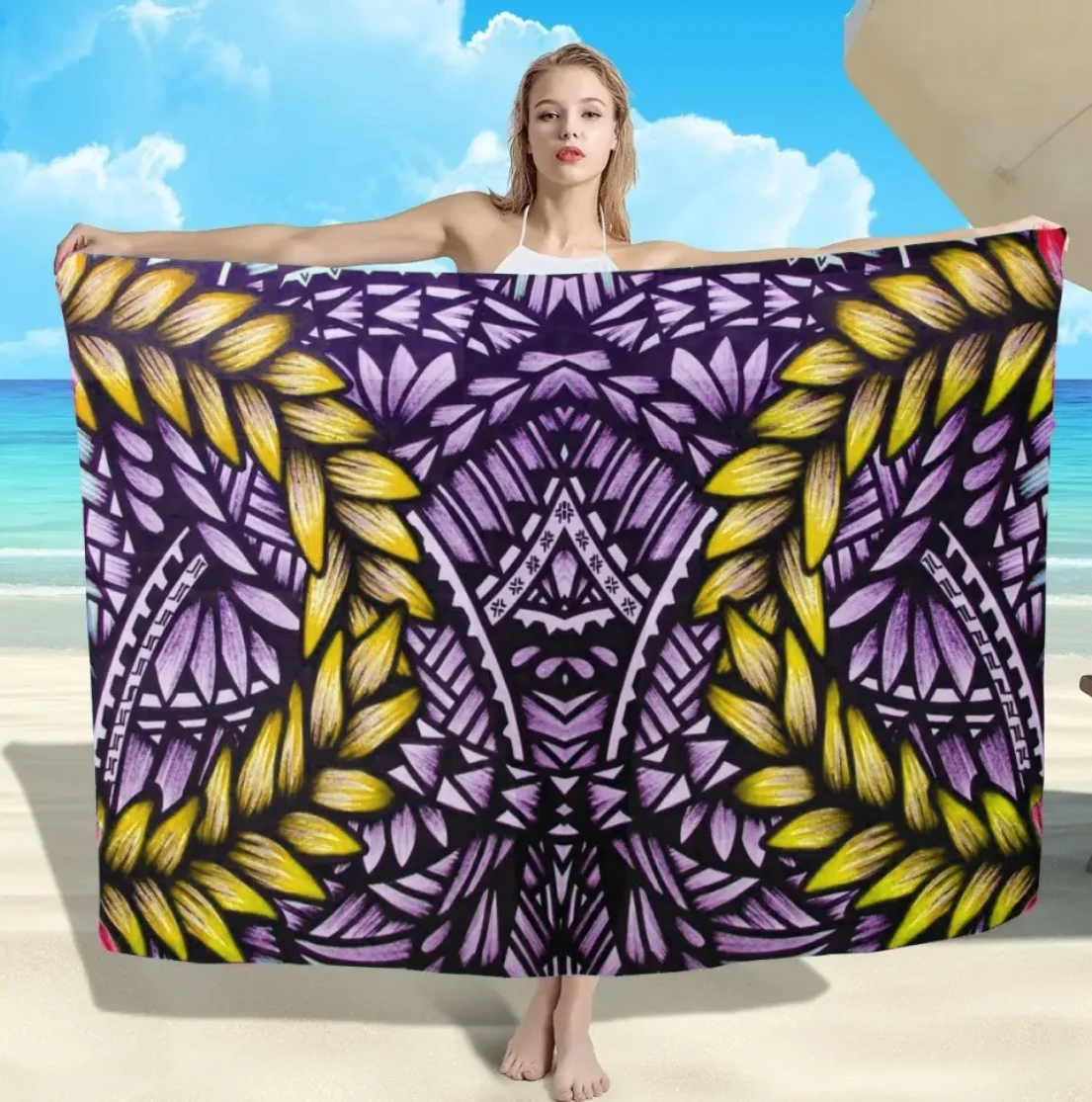Thai Soft Women Swimsuit Cover Up Hawaiian Beach Wear Custom Pareo Sarong Lavalava Floral Wholesale For Women rayon sarong