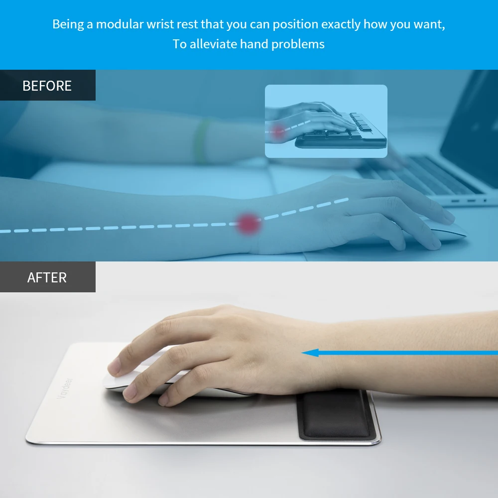 Non-Slip Metal Aluminum EVA foam Hand Support Wrist Rest Mouse Pad